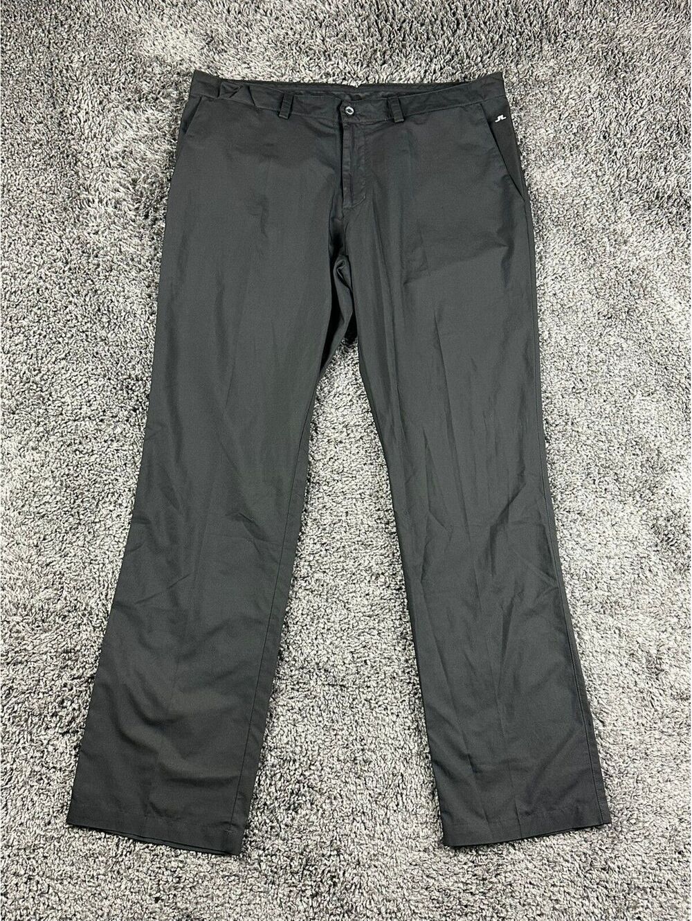 J Lindeberg Elof Slim Fit Poly Golf Pants Mens 36x34 Black Trousers Stretch